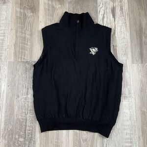 Pittsburgh Penguins Fairway & Greene Merino Wool Golf Vest Men XL Black Pullover